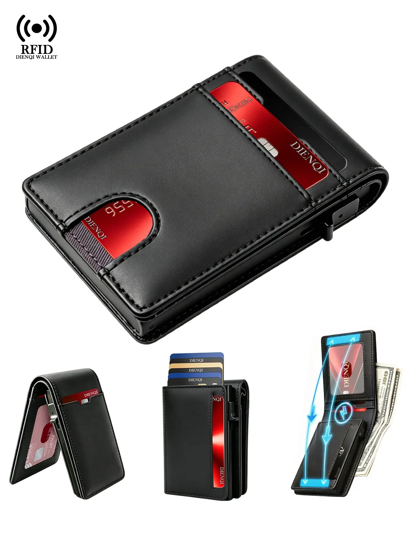 Women‘s Smart Wallet Bank Credit Card Holder Rfid Blocking ID Cardholder Minimalist Aluminium Metal Pop Up Card Case Magnetic Wallet Money Clips,Rfid Anti Theft Proof Bifold Wallet for Women,ID Window,Pocket Women,Gifts,Daily Use,Rfid Wallets