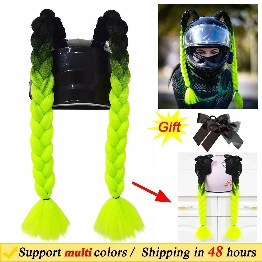 Women's Motorcycle Helmet Braids Wig - 2pcs/Pair Twist Dual Pigtail Ponytail with Sucker, Rubber Bands, 164 Color Options for Motorbike Helmets (Home Decor Accessory)