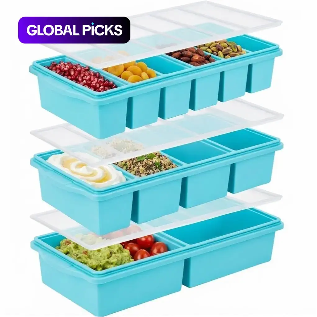 3 Pcs Food-Grade Silicone Freezer Containers with Lids, Ice Cube Trays, Quick-Freeze Compartment Trays, and Portioning Tray Set—Convenient for Meal Prep. Ideal for Soups, Sauces, Purees, Baby Food, and Meals. #GLOBAL PICKS
