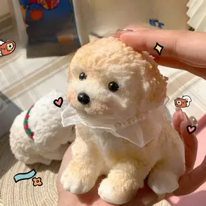 Squishy Dog, Handmade Squishy Dog Stress Relief Toy for Adult/Kids, Cute & Soft Teddy Dog Design, Perfect Squeeze Toys Gift for Relaxation and Fun(Cream Color)