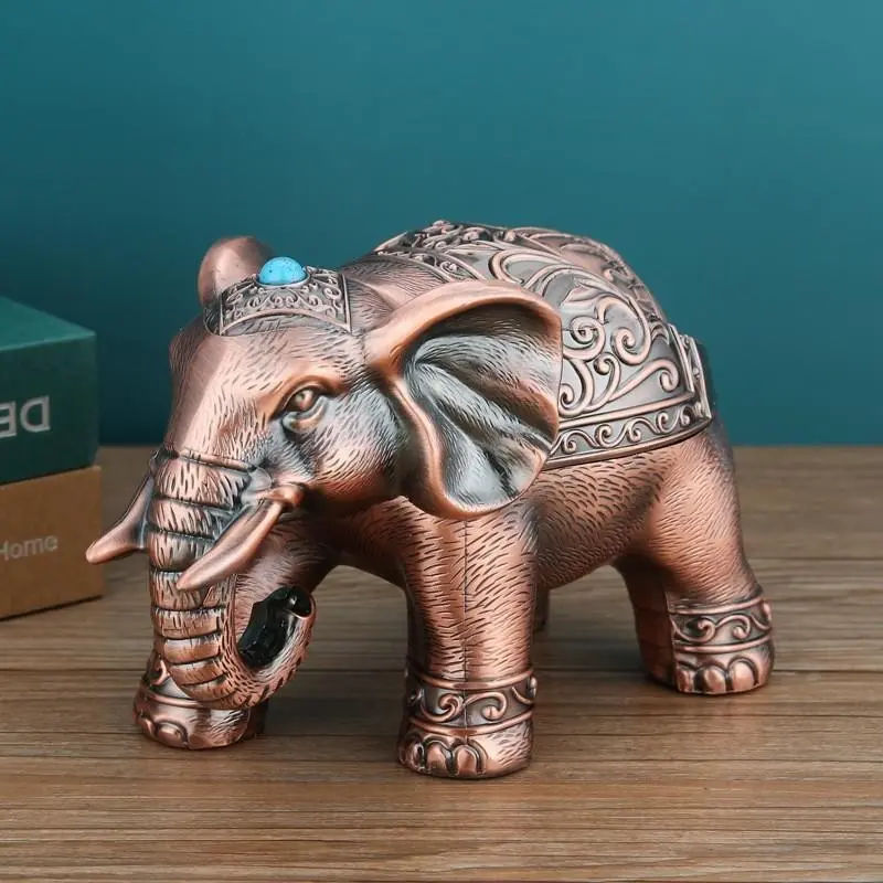 Elephant Shape Ashtray for Living Room, Fashionable and Creative Design, Luxury Cute Style, Lid Included to Prevent Ash Flying, Office Decor Item