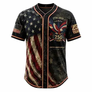 USA 250th Anniversary Baseball Jersey for Men Women, Patriotic 1776-2026 American Flag Button Down Shirt, 4th of July Summer Casual Short Sleeve V Neck Jersey,Size S-5XL,clothes,outfits,men's wear,men fashion,summer men clothes,fashion men clothes