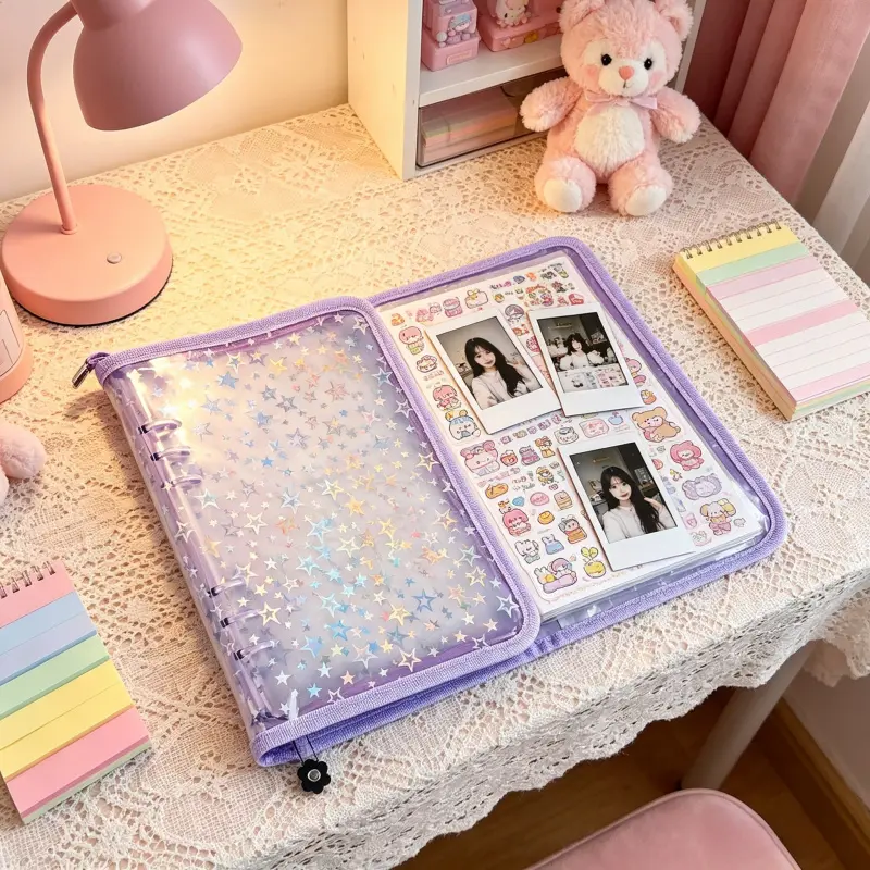 11pcs A5 Zippered Sticker Storage Folder | Transparent Binder with Reusable And Replaceable Pockets | Suitable for Organizing Stickers, Scrapbooking And Trading Cards | Self-Adhesive Sticker Album