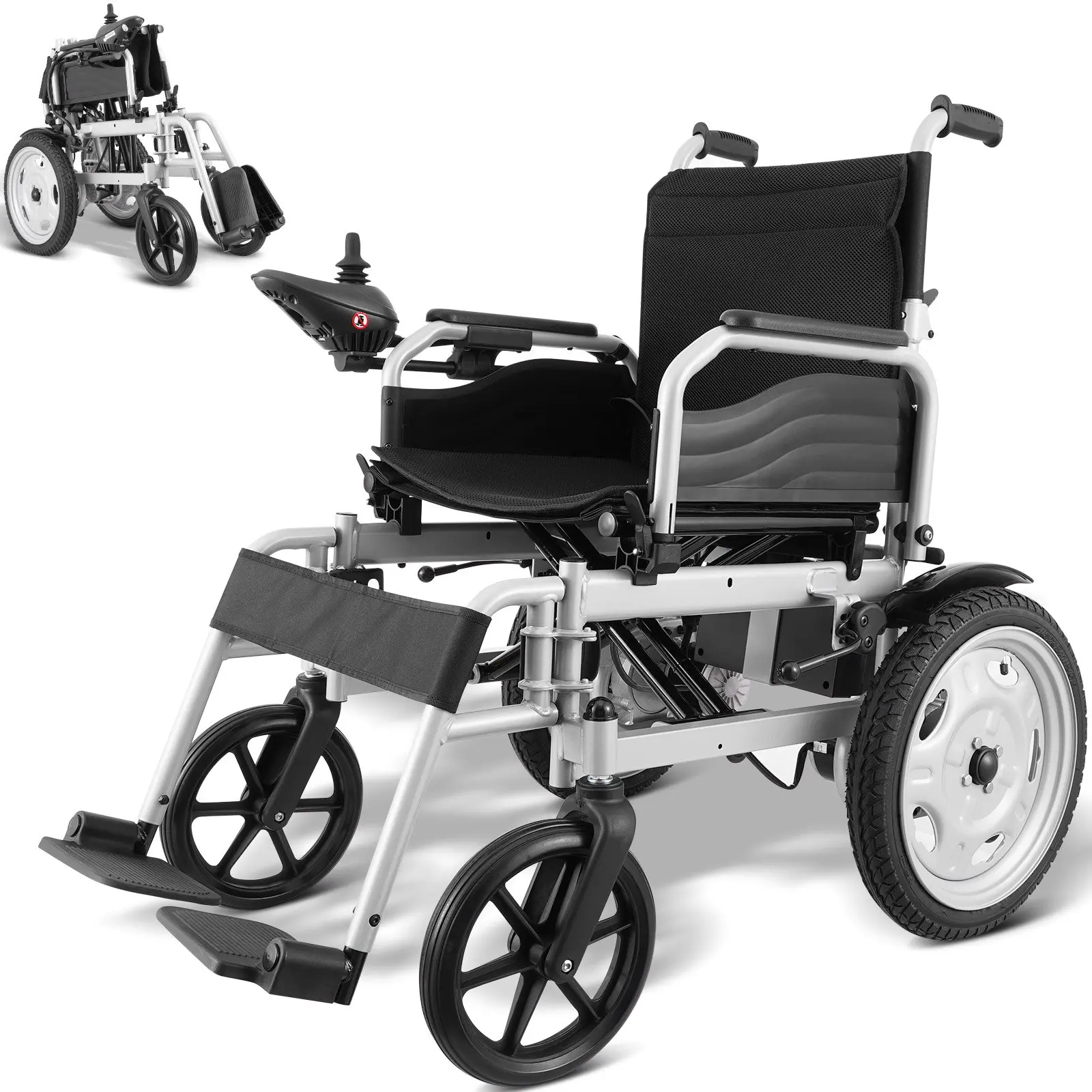 VEVOR Electric Wheelchair Mobility Aid for Adults Seniors, 265 lbs Weight Capacity, 17.5in Width Lightweight Foldable Motorized Chair, Up to 12.5 Mi Range All Terrain, Adjustable Backrest