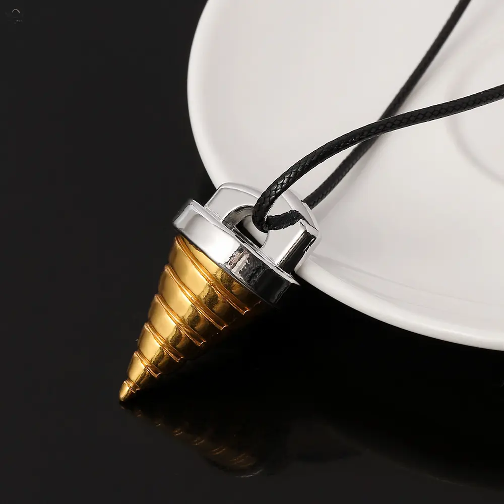 Unisex Gold-Silver Tone Spiral Cone Vortex Pendant Adjustable Length Necklace, 40cm+5cm Black Cord Zinc Alloy Chain Jewelry, 19g Lightweight Bold Modern Spiritual Edgy Piece for Daily Wear & Gifting, Chain Jewelry Necklaces