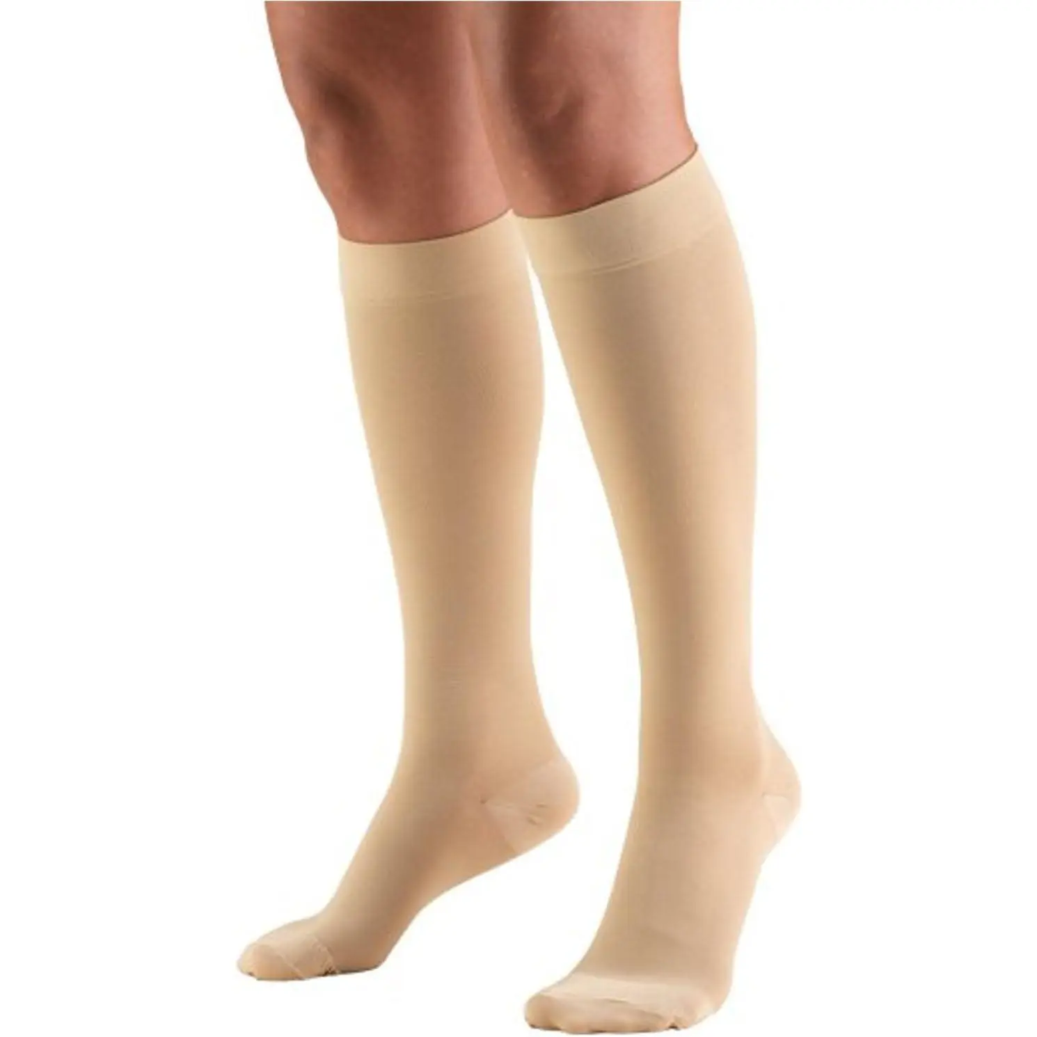 Compression Socks for Women and Men, Knee High Ankle Knee Support Sports Socks for Athletic Recovery, 15-20 mmHg Nylon Blend, Beige, Compression Socks Women
