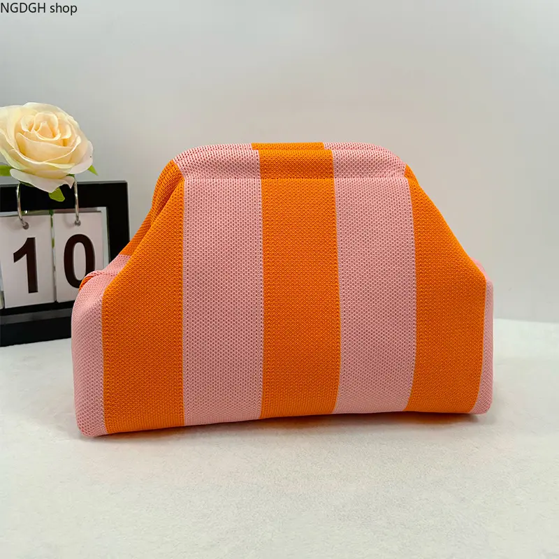 Striped Makeup Bag - Wide Striped Clutch Pouch for Women, Large Cosmetic Organizer, Trendy Y2K Everyday Travel & Party Fashion Accessory,travel essentials,camping essentials