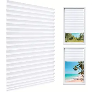 6Pcs Pleated Window Shades No Tools No Drill Adhesive Pleated Blinds Free Cut Size Cordless Temporary Room Darkening Semi Blackout Window Cover for Bedroom Kitchen