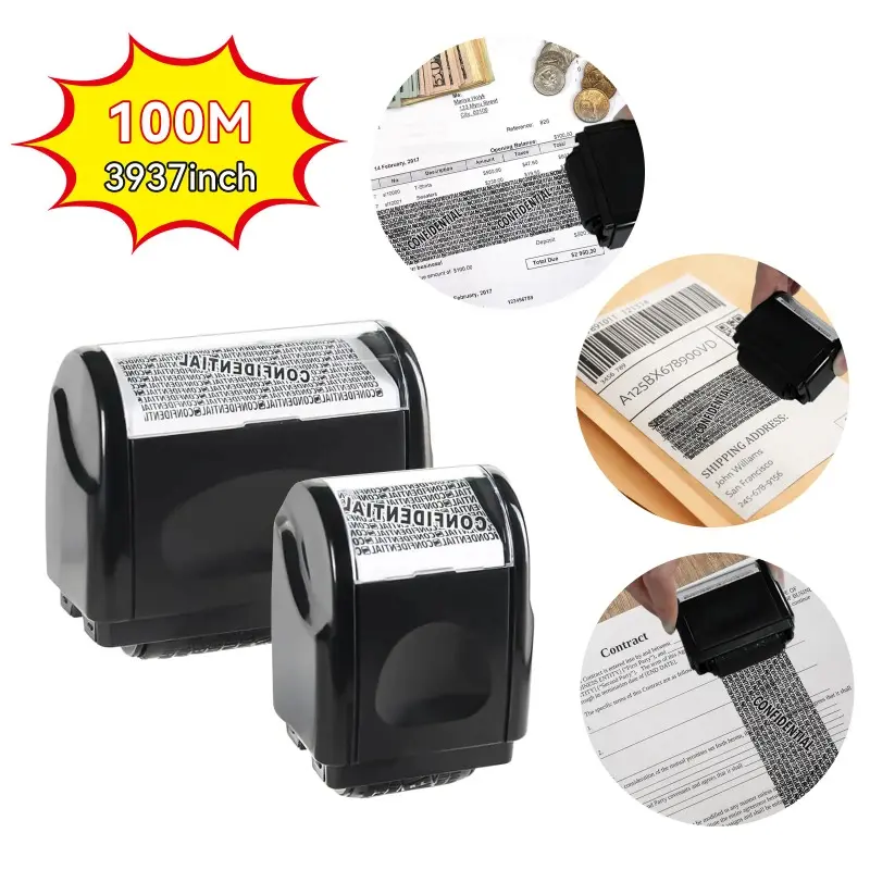 Privacy Protection Security Roller Stamp — Address & Billing Info Blocker, Home & Office Mailing Essentials Stamps for Mailing 100m Long-Lasting Roll