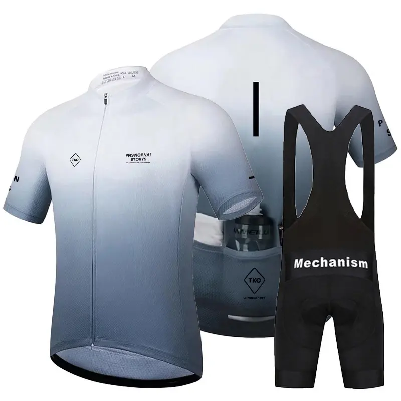 Men's 2-Piece Short-Sleeve Cycling Wear Set - Graphic Print Milk Silk Jersey, Bib Shorts for Summer Road Biking (Standard Sizes)