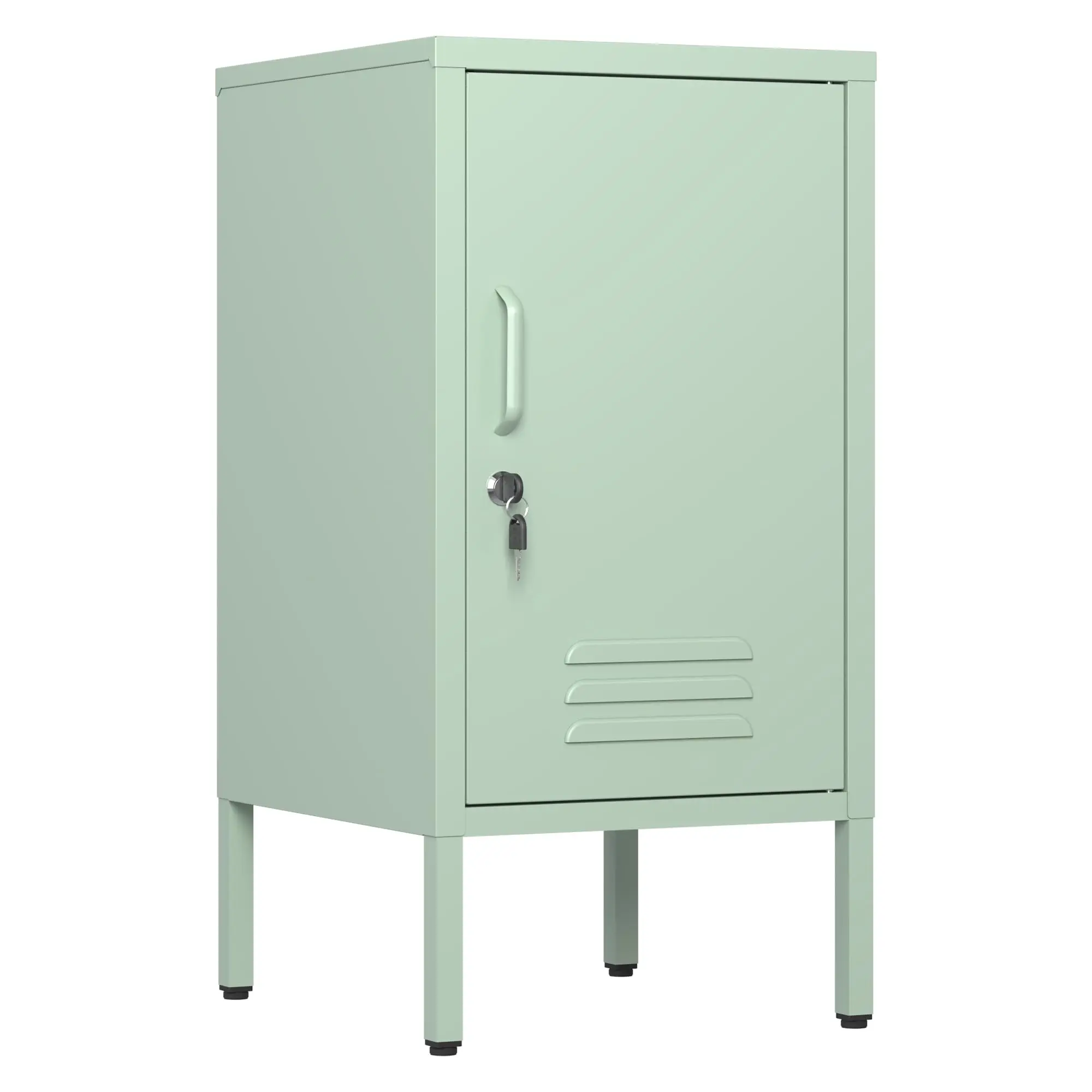 GAOMON Mini Metal Storage Locker with Lock - Indoor Steel Cabinet for Bedroom Office, Adjustable Shelf, Cable Management Hole, Nightstand Side Table, Room Storage, College Dorm Shopping (Yellow, Green, Pink, Purple)