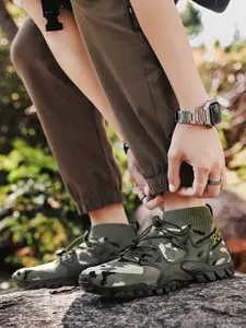 Men's Outdoor Breathable Mesh Hiking Shoes, Non-Slip Fishing Shoes, Camouflage Work Boots, Mountain Climbing Sports Shoes