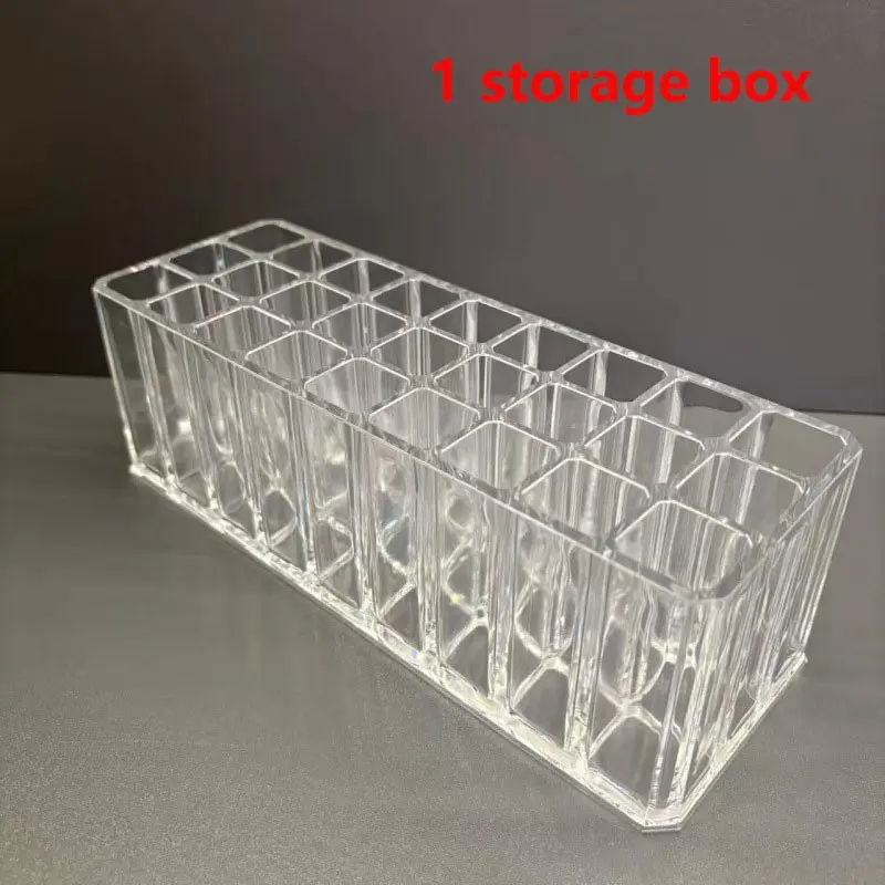 24 Grid Lipstick Box Acrylic Transparent Makeup Brush Eyebrow Pencil Lip Gloss Storage Case, Beauty Supplies Organizer, Multi Compartment Cosmetic Organizer, Durable Storage Organizer, Cosmetics Storage Box