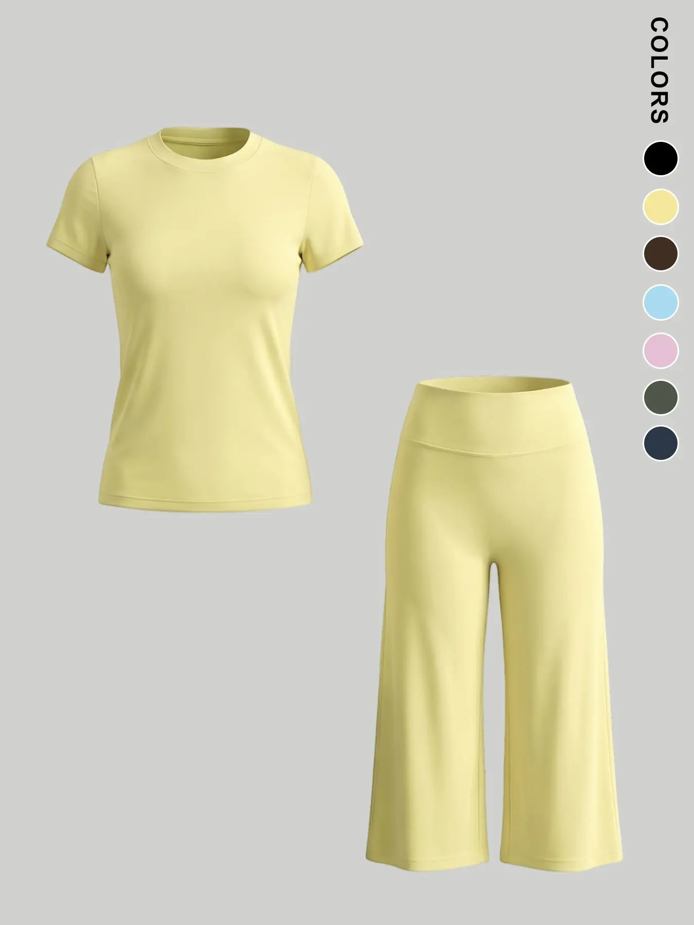 Women's Sporty Fitted 2-Piece Set, High Stretch Activewear, Solid Color Short Sleeve Top & Capri Pants for Yoga, Casual Summer Wear, Comfortable & Stylish Outfit