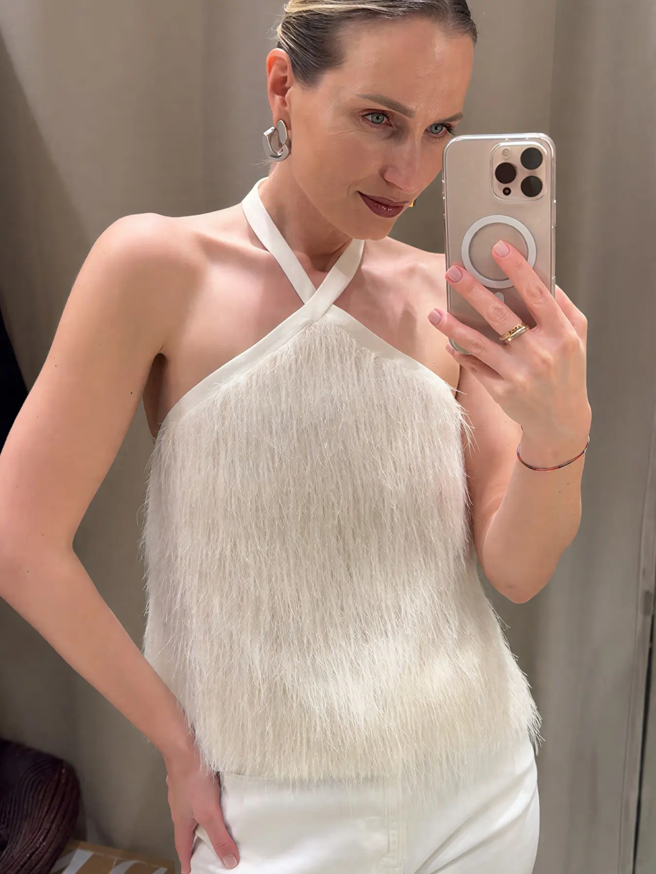 Halter Top Women White Feather Crop Tank Top Women's Sleeveless Vests Summer Off Shoulder Backless Cropped Top Female Going Out Tops Chic Elegant Vests For Woman Vacation Wear
