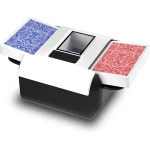 Party Activities Supplies,Automatic Card Shuffler (for 1–2 decks) — Features automatic shuffling and manual control, operates at a quiet 65 decibels, and is compatible with various games including poker, UNO, long cards, and blackjack — White