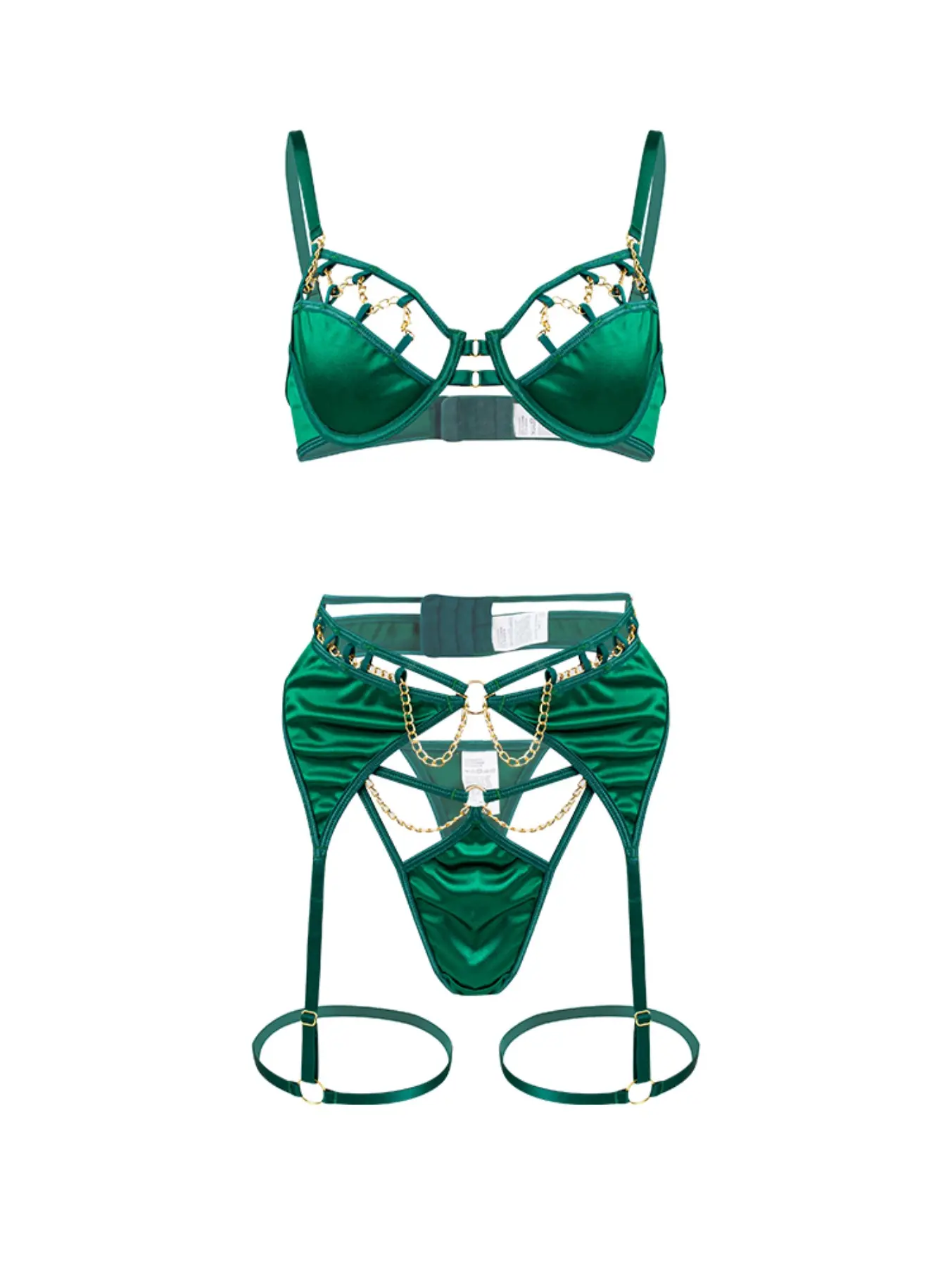 Women's Sexy Lingerie Set with Chains, Underwire Bra, Garter Belt, Thong, Party Wear, Valentine's Gift, Sleepwear, Underwear, Bottoms, Underwear Sets