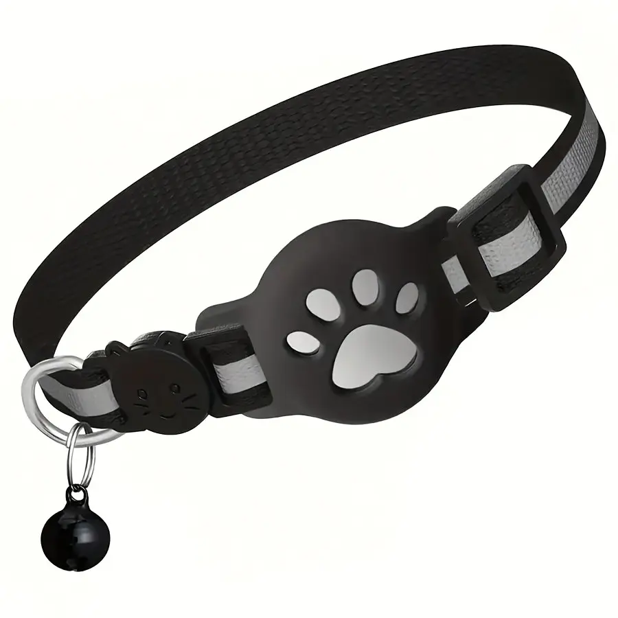 Airtag Cat Collar with Bell and Reflective Strip, Adjustable 7.48-12.59 Inches, Abs Clip, Pet Supplies, Gift, No Battery Included