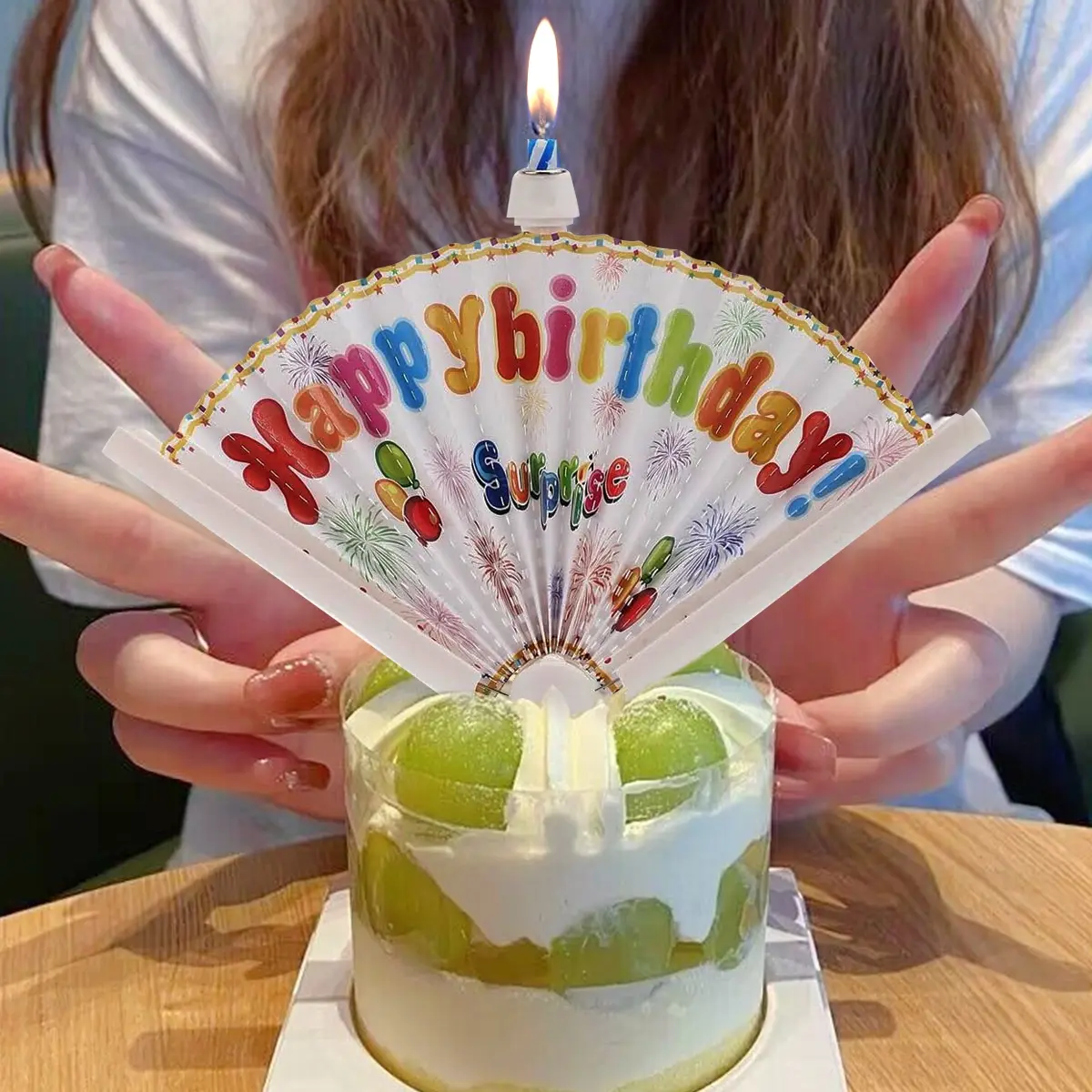 Surprise Birthday Candles, Fan Shaped Novelty Candle, Reusable Fun Cake Decor, Automatic Deployment Party Candles, Magic Birthday Decoration, Birthday Cake Decorations