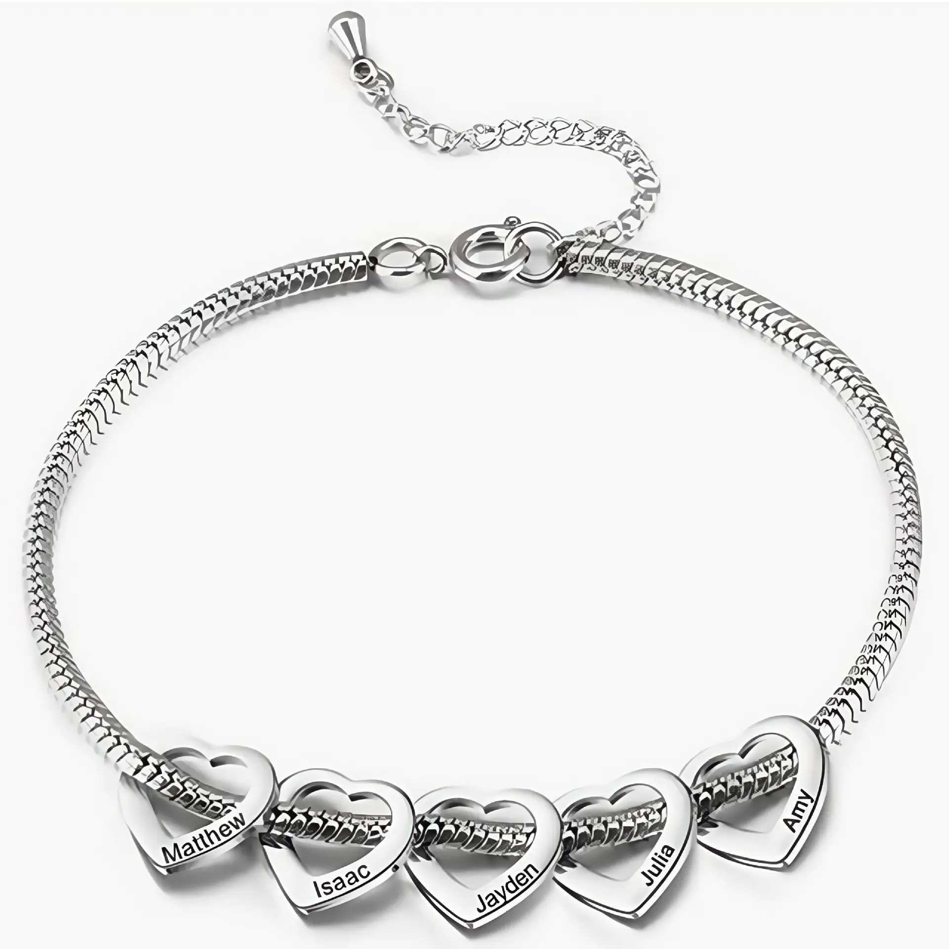 Steel bracelet + 5 hearts