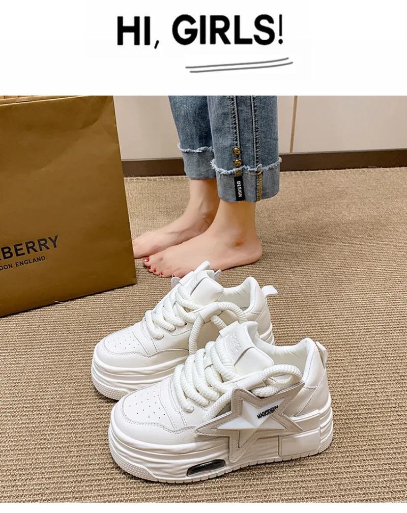 Platform Sneakers Women 2025 Autumn Fashion Star Personalized Designer Vulcanized Shoes Casual Running Street Skateboarding Shoes