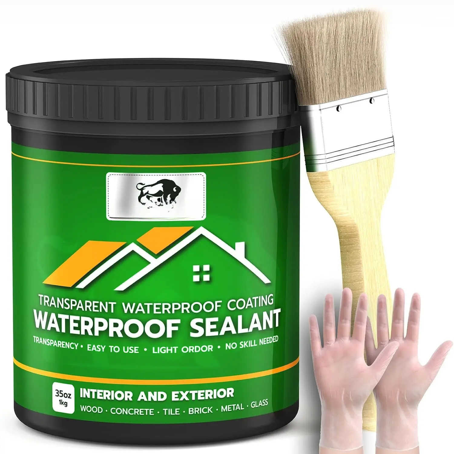 Clear  Sealant – Water-Based Transparent  Coating  Paste for Leakage for Roofs, Walls, Windows, Bathroom, , Concrete, Tile, Metal, Indoor & Outdoor, , 35oz, 1KG
