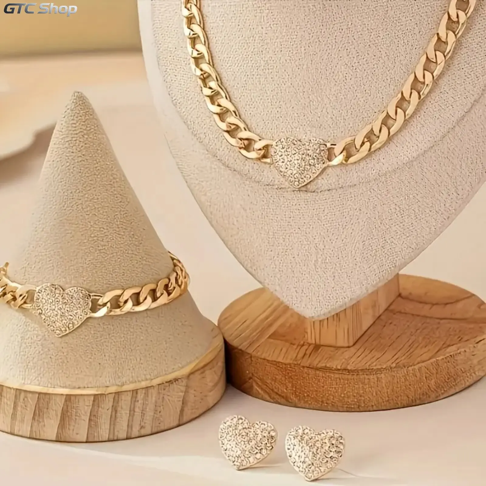 Women's Rhinestone-Accented Gold Alloy Bling Jewelry Combo Set - Necklace, Earrings, Bracelet for Casual Wear, Parties | Sports & Outdoor Camping Hiking Hammock Accessory, Rhinestones