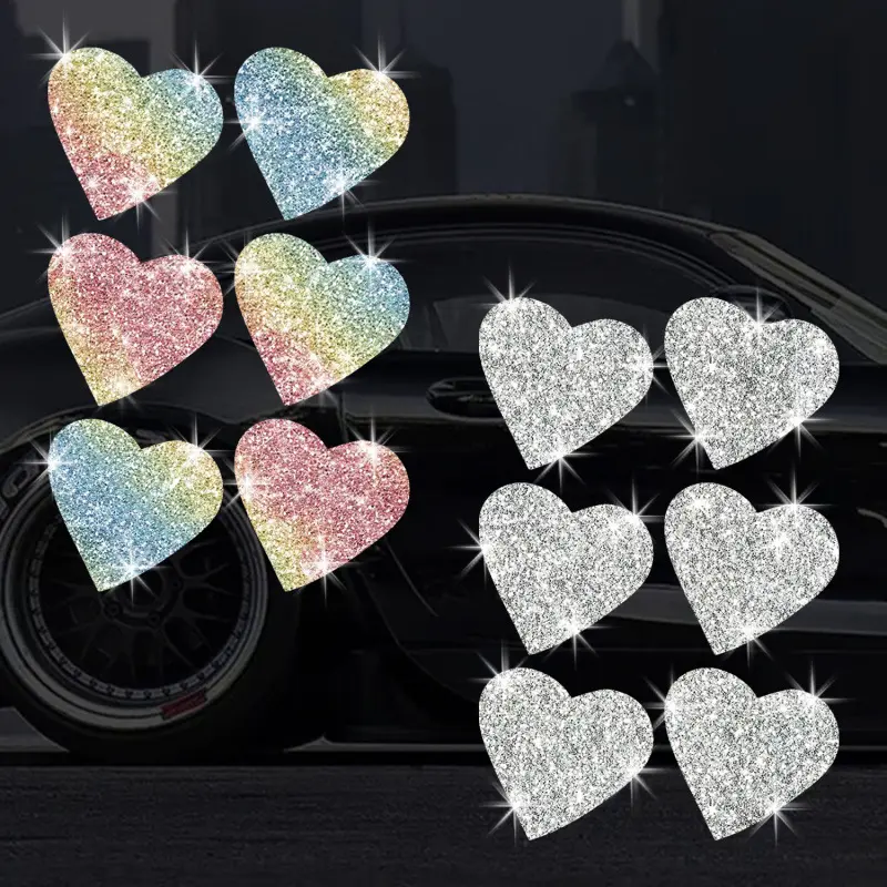 Bling Heart Rhinestone Car Sticker for Women, 1-Piece Water-Resistant Auto Exterior Trim for Bumpers, Windows, and Laptops, One-Piece