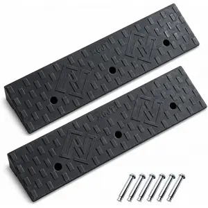 2 Pack 1.6'' Rise Rubber Curb Ramp, Heavy Duty, 11000 LBS Capacity, Threshold Ramps,  Slope Ramp for Loading Dock   Warehouse Sidewalk  (1.6" H)