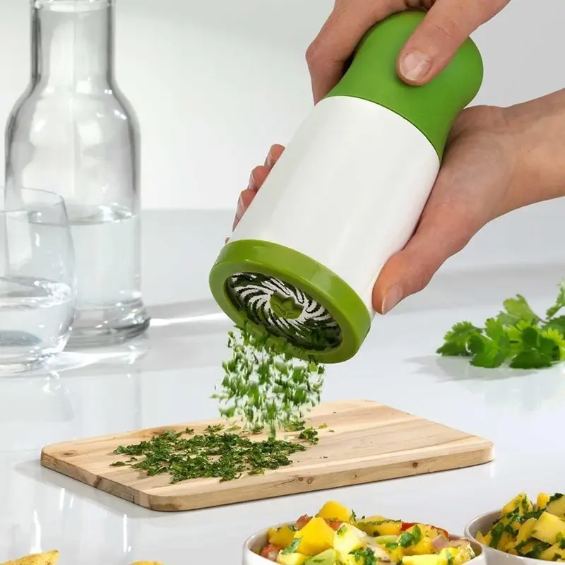 Cilantro Chopper, Veggie Cutter, Manual Fresh Herb Mincer & Stainless Steel Grinder