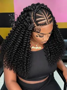 Cornrow Curly Hair Wig, HD Lace Front Braided Wig, Baby Hair Pre-Plucked, Glueless, Transparent 13x6 Inch, for Women