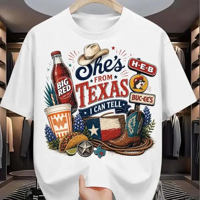 Shes From Texas I Can Tell Graphic Tee Texas Pride Girl Oversized T Shirt Buc Ees Whataburger