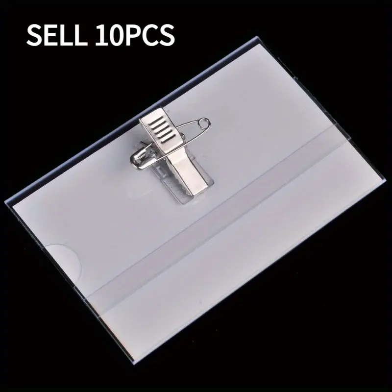 10Pcs Clear PVC ID Badge Holders With Clips, Simple Business Style, Durable Double-sided Visible Card Sleeves, For ID Cards & Name Tags, Ideal For Office Staff, Exhibitions And Event Attendees