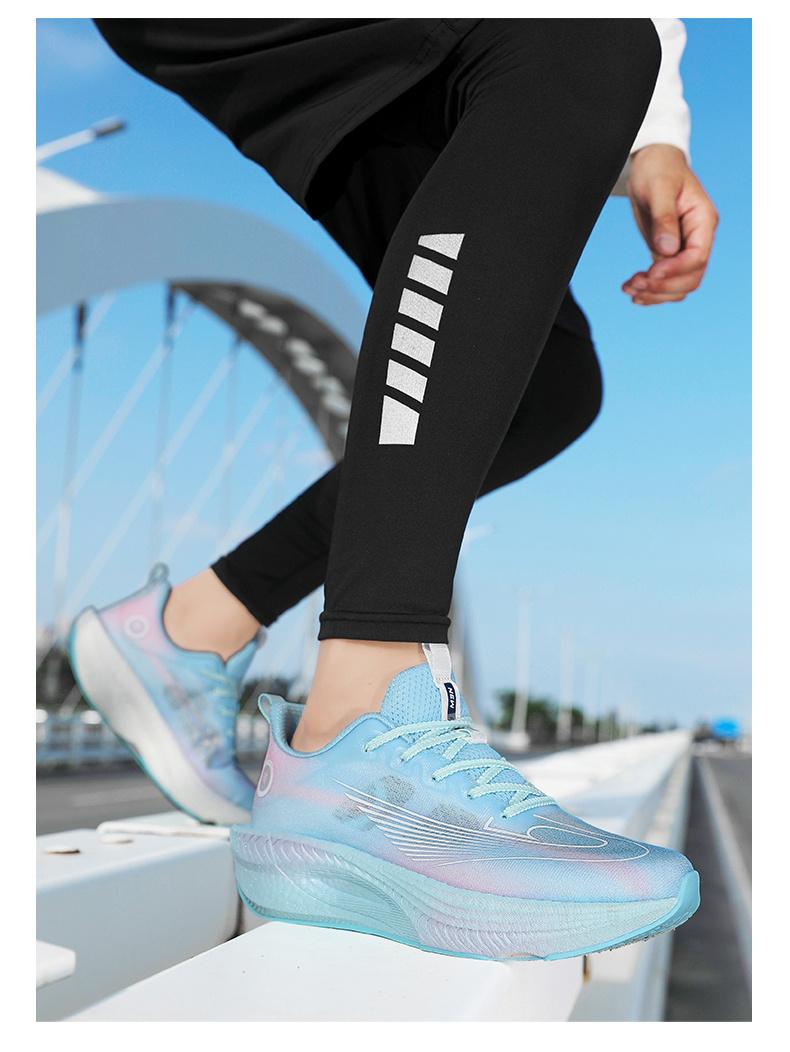(New)Shoes For Men - Running Shoes For Men Of Large Size, Featuring A Blue And Pink Gradient Breathable Mesh, Shock-absorbing And Anti-slip Sole, And A Lace-up Closed Round Toe Design.These Are Casual Shoes Suitable For Running And Camping
