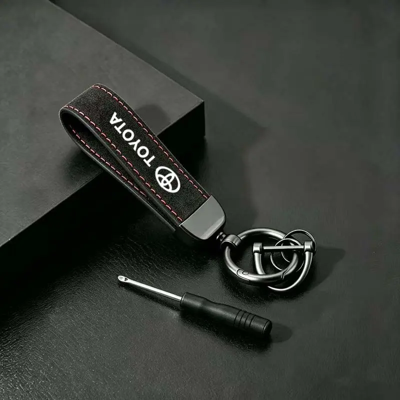 Toyota Keychain for Corolla, Camry, Rav4, Highlander, Prado, Lexus, Fashionable Creative Leather Key Ring, Polished Finish