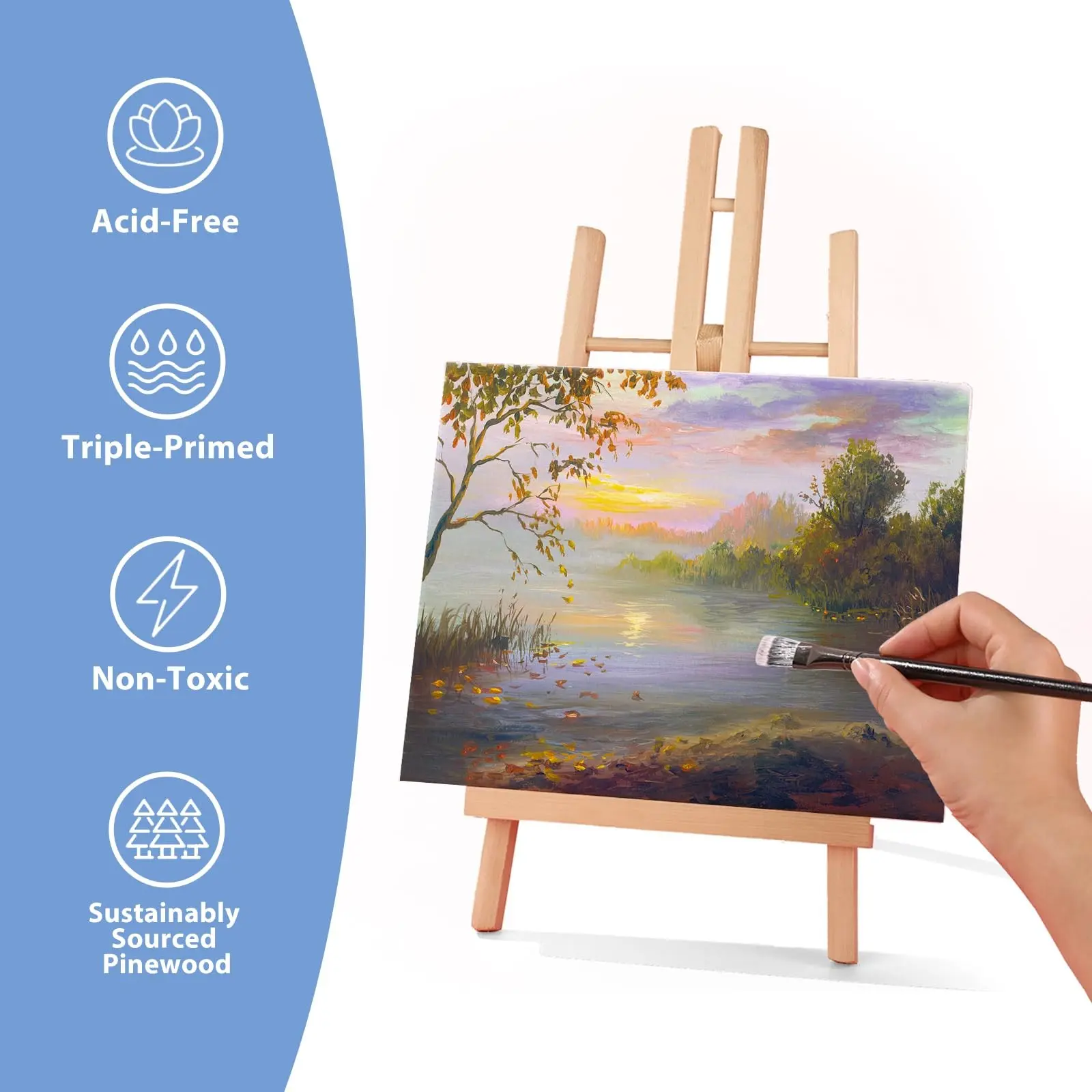 ANBEIYU 10 Pack  8x10inch Pre-Stretched White Blank Canvas Frames, Triple Primed Acid-Free Pine Wood Mortise Structure Canvas Boards for Oil Acrylic Watercolor Fluid Painting Artist Art Supplies Painting Kit