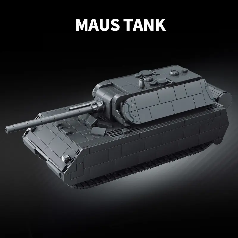 Mouse Heavy Tank Building Block Sets, Military Model Kit, Moving Function, Rotatable Turret, Quick Detach Design, Creative Toy, Desktop Decor, Collectors Block Set