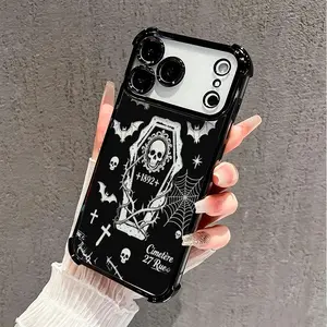 Vintage Bat Coffin Phone Case， Gothic Minimalist Style for iPhone 17 16 15 14 13 12 11 Plus Pro Max， Unique Birthday Aesthetic Gift.