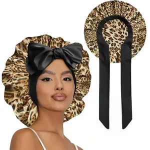 Satin Bonnet for Sleeping, Adjustable Satin Bonnet, 1 Count Double Layer Satin Lined Hair Bonnet with Elastic Tie Band, Hair Care Cap, Heatless Styling Tools for Women, Hair Products, Heatless Styling Kit, Haircare Supplies, Heatless Curling Set