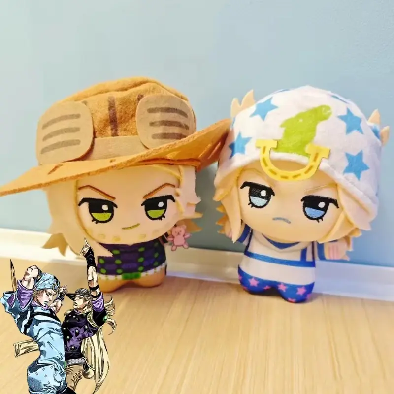 JOJO's Steel Ball Run Anime Character Plush Stuffed Toys - Johnny Joestar, Gyro Zeppeli Cute Collectibles, Stuffed Fabric Dolls for Unisex Room Decoration, Christmas Prop, Jojo Steel Ball Run