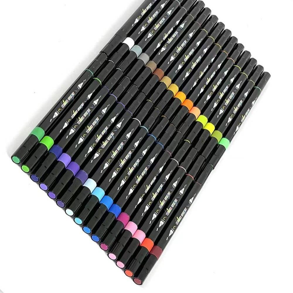Double Head Acrylic Paint Marker, 1 Set Glass Album Ceramic Art Coloring Pen Set, Coloring Markers, Graffiti Markers, Professional Painting Set, Acrylic Drawing Markers, Summer Gifts
