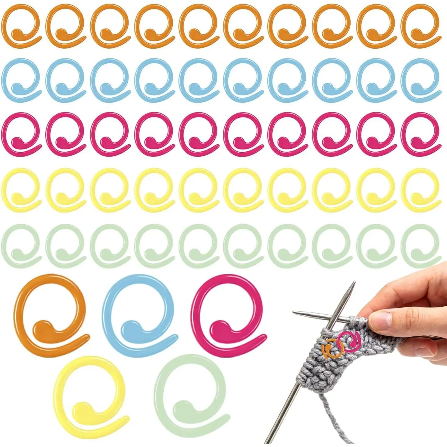 Metal  Markers, 50 count Spiral Helical-Shaped Locking Crochet Markers, Colorful Knitting  Marker for Crocheting, Knitting Projects,  Garments & DIY Crafts