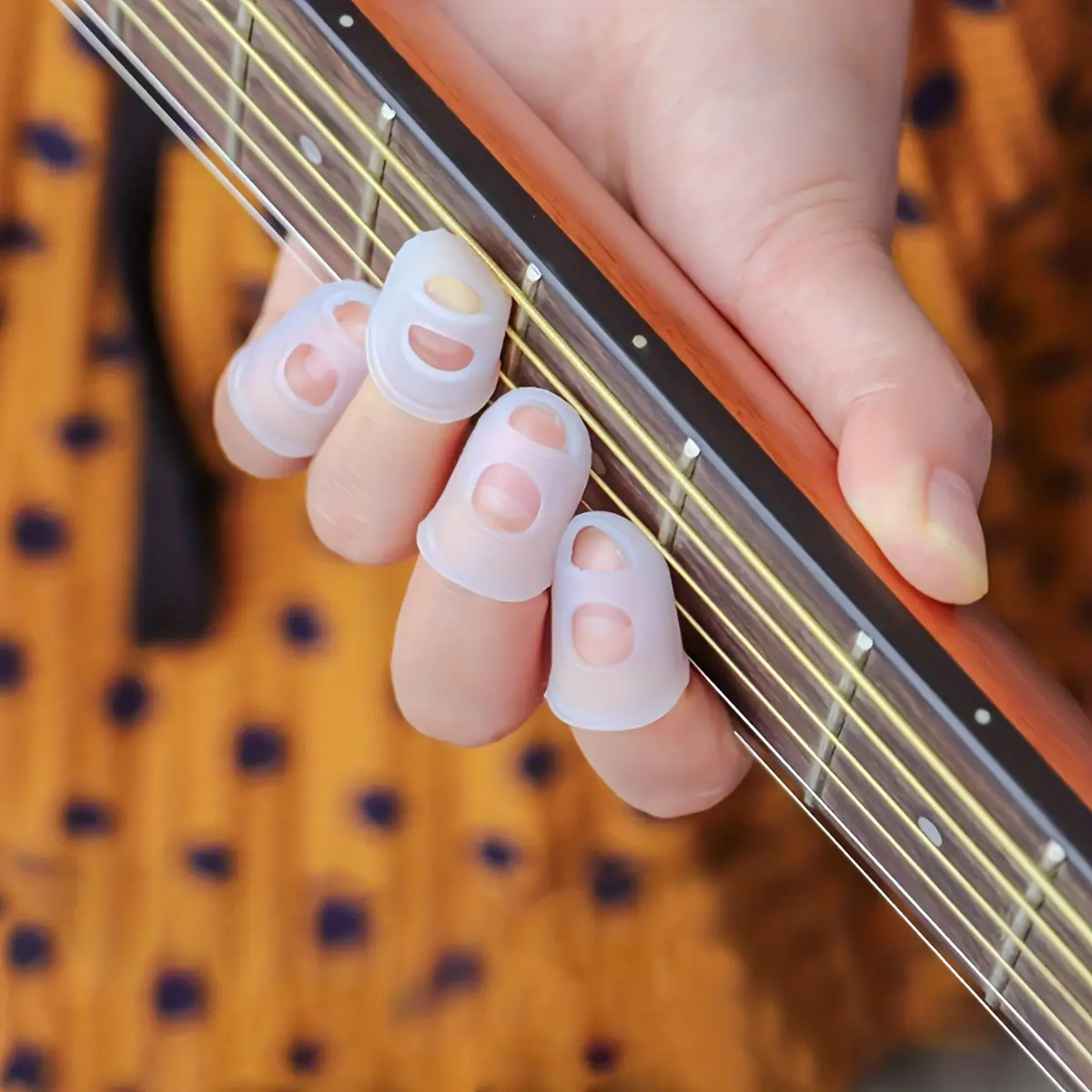 10pcs Guitar Finger Picks Silicone Fingertip Protectors, Beginner Practice String Picking Guard, Sweeping Protection, Guitar Accessories