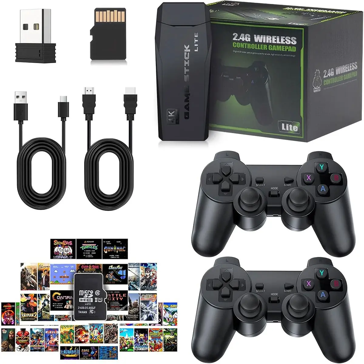 Retro Game Console Controller, Gamepad & Stick Pro, 20,000+ Classic Games, 23 Emulators, Dual Wireless Controllers, 4K HDMI, Plug & Play, 64GB