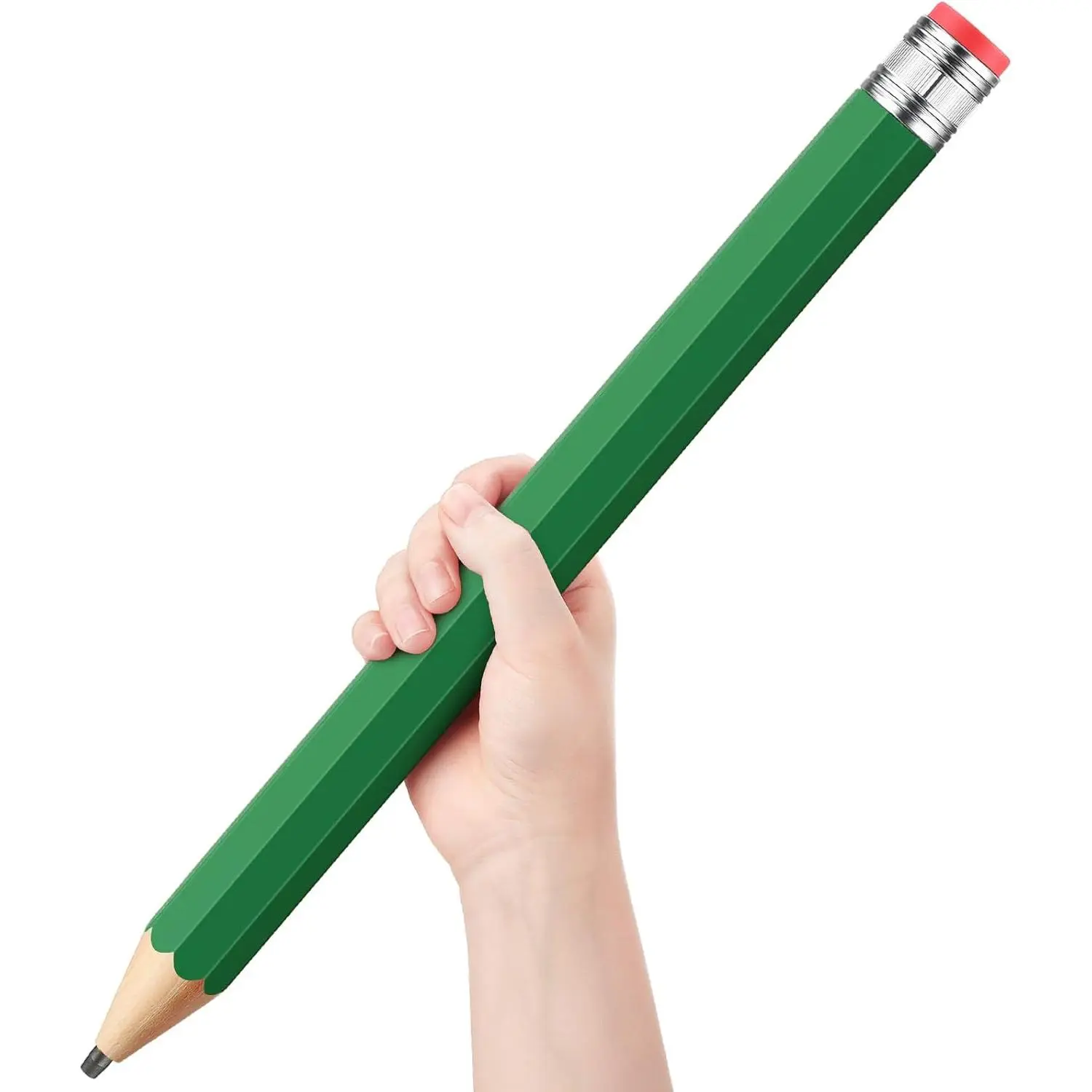 16 Inch Wooden Large  Pencils Giant Big Funny  Pencil with Cap and Eraser Fun Novelty Gifts for  School   Office Prop Supplies(Green)