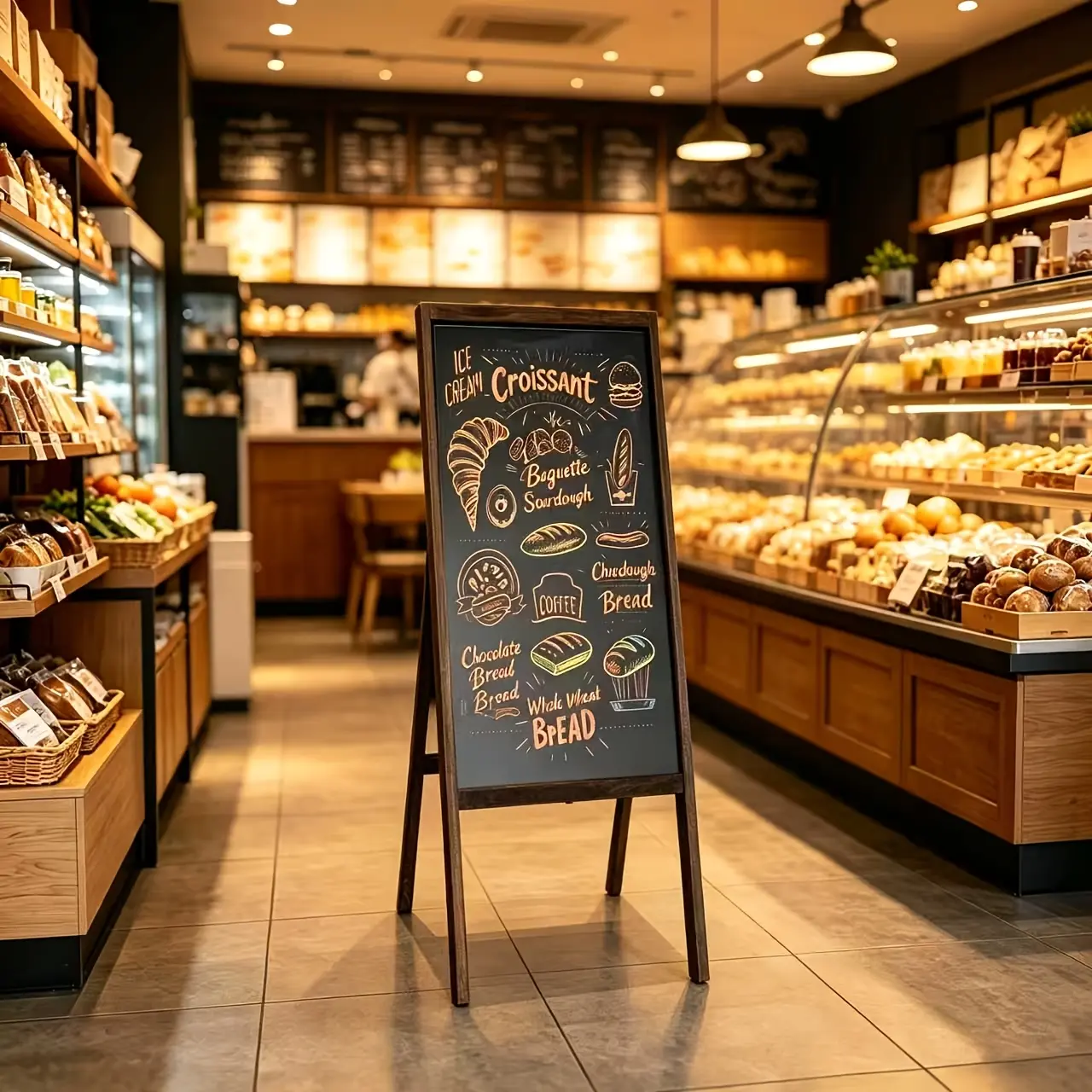 Chalkboard, A-Frame Sidewalk Chalkboard Sign, Rustic Menu Display for Restaurant
