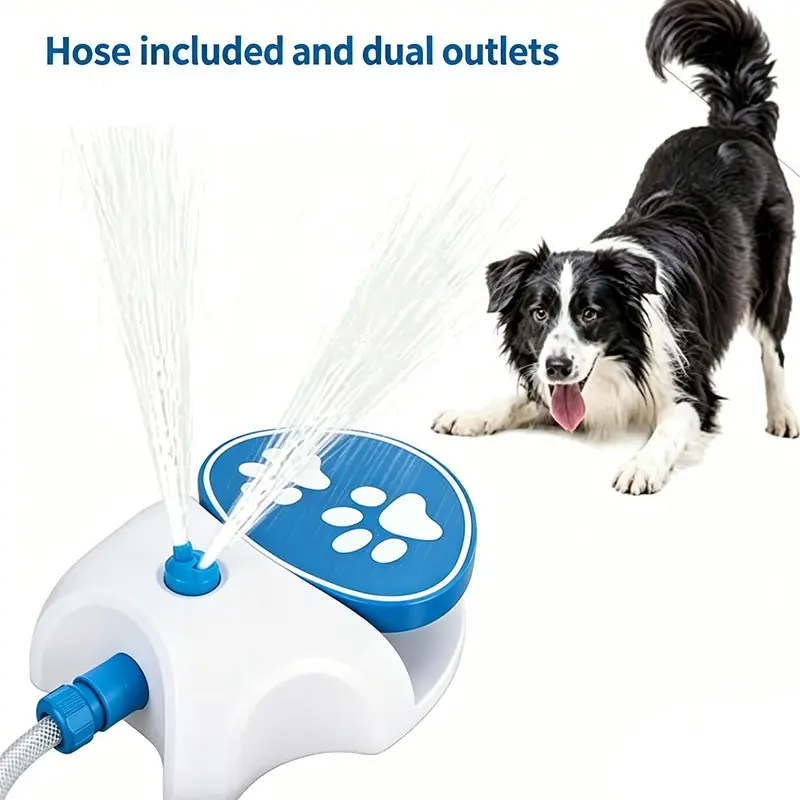 Dog Watering System with Hose and Two Outlets, Outdoor Pet Drinking Dispenser, Dog Water Toy, Freshwater Feeder for Small and Large Dogs