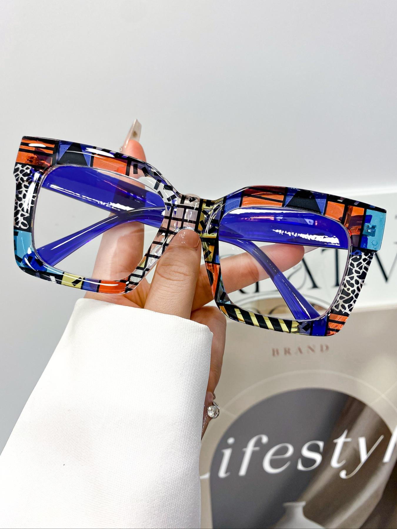 New Classic Bohemian Large Frame Square Fashion Mirror, High-Quality Multi-Color Trendy Street Style Square Frames Glasses for Men & Women Daily Wear Stylish Trendy Eyewear