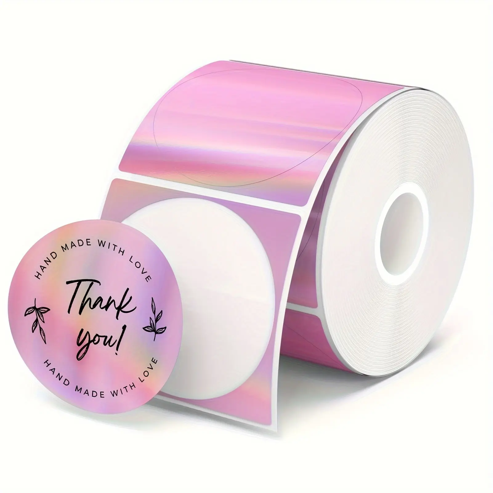 2" Circle Holographic Thermal Label Stickers, Round Printable Rainbow Glitter, Self-Adhesive Name Price Tag, DIY Custom Logo Design, Sticky Labels