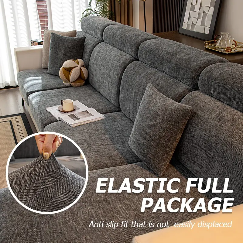 Thick Soft Chenille Separate Sofa Seat Covers, Stretch Independent Backrest Chaise Slipcovers for L-Shaped Modular Sectional Couch, Sold as Individual Pieces, Elastic Sofa Cover